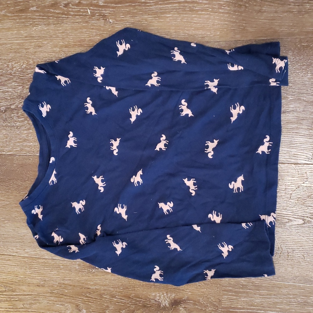 4/$20 George Navy Blue And Pink Horse Print Long Sleeve Tshirt, Size 6
